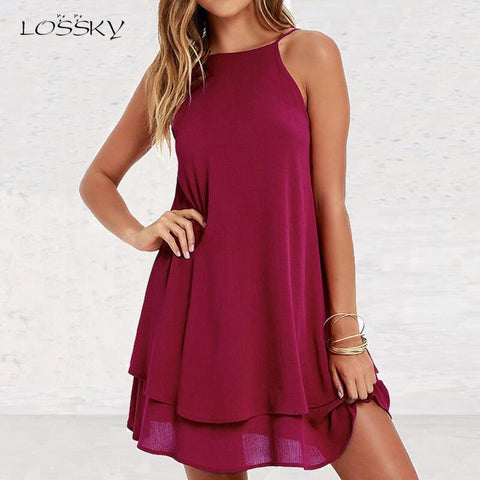 Summer Women Lace Dress Sexy Backless V-neck Beach Dresses 2019 Fashion Sleeveless Spaghetti Strap White Casual Mini Sundress