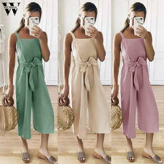 Womail bodysuit Women Summer Casual Shoulder-Strap Sashes Bow Lace-up Sweet Nine's Jumpsuit Playsuit fashion 2019 dropship M5