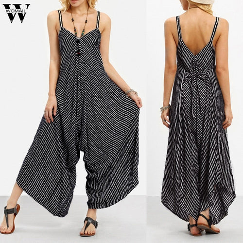 Womail bodysuit Women Summer Strappy V Neck Bandage Loose Playsuit Party Clubwear Jumpsuit plus size Fashion 2019 dropship f28