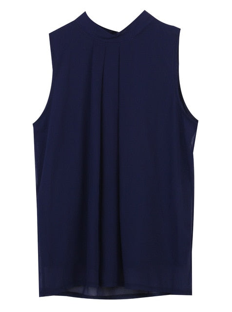 Fashion Women  Chiffon Blouses  Summer Top Sleeveless Shirt Casual Tops  blusas mujer de moda 2019